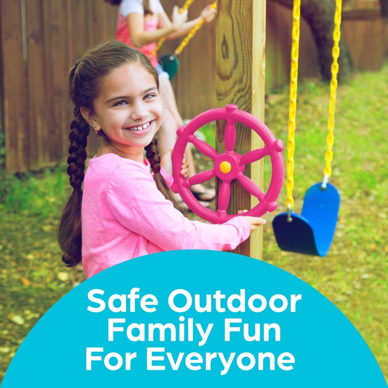 Jungle Gym Kingdom Swing Set Accessories - Pirate Ship Steering Wheel for Kids Outdoor Playhouse  Treehouse & Backyard Playset - Playground Equipment (Pink) - Image 2